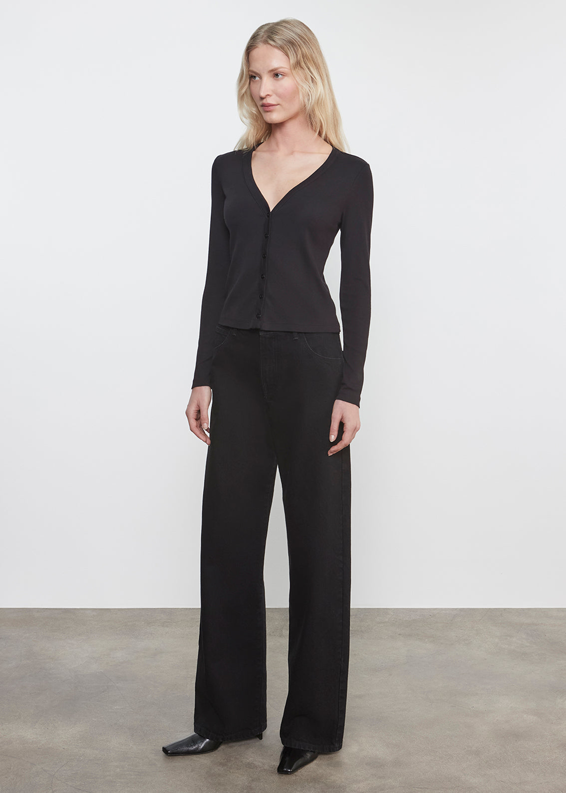 Supima Cotton New Classic V-Neck Cardigan | Black