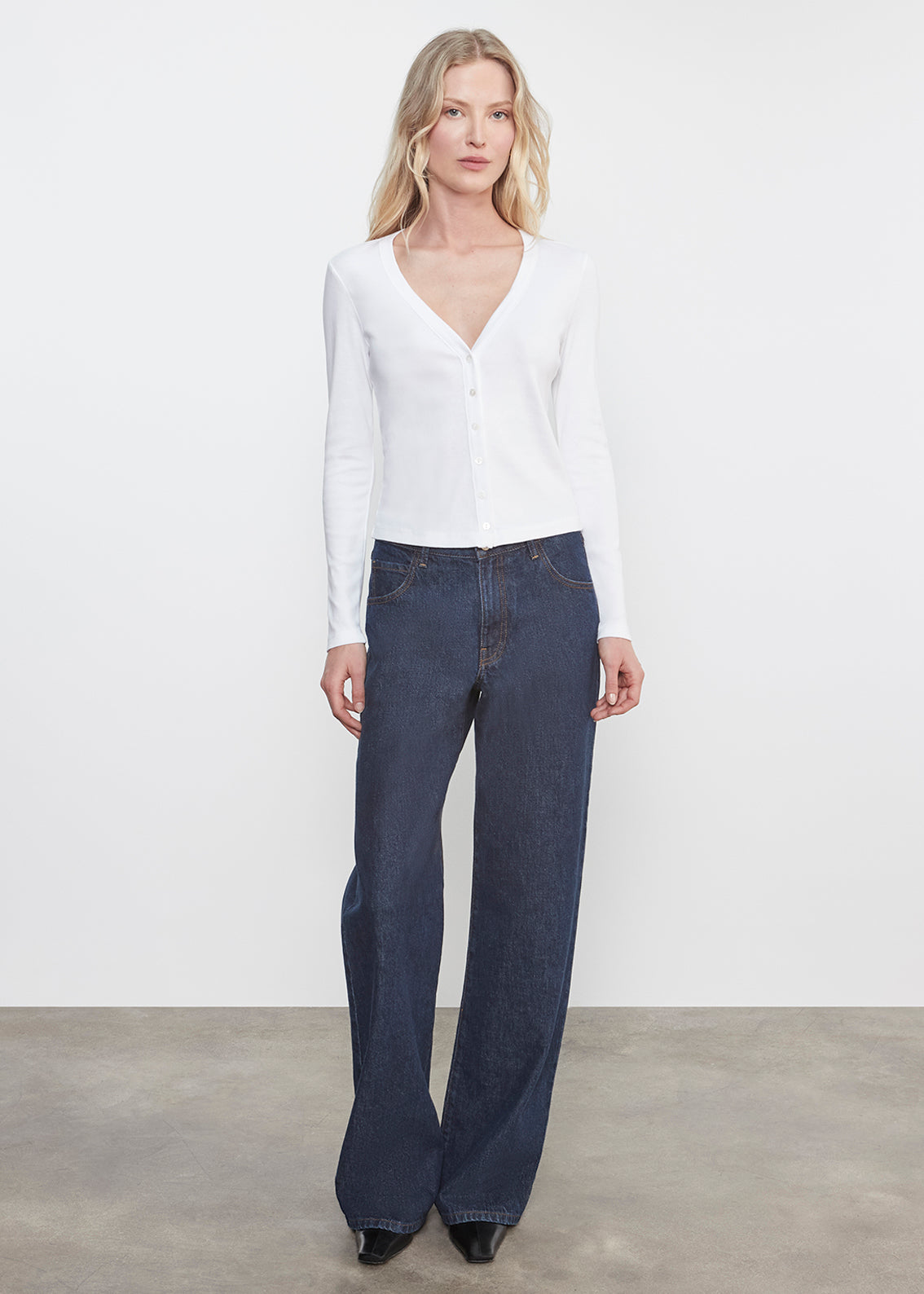 Supima Cotton New Classic V-Neck Cardigan | White