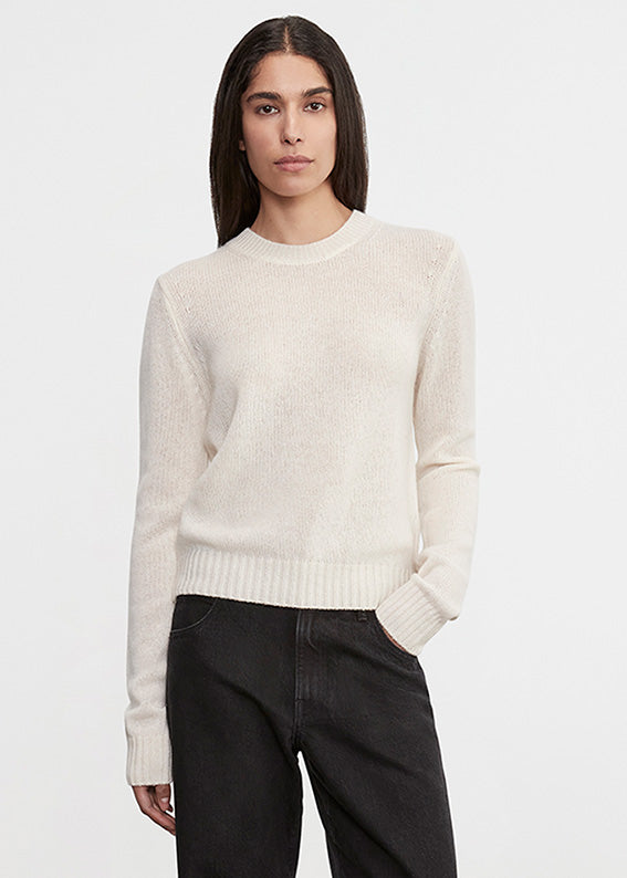 Cashmere Easy L/S Crew | Chalk