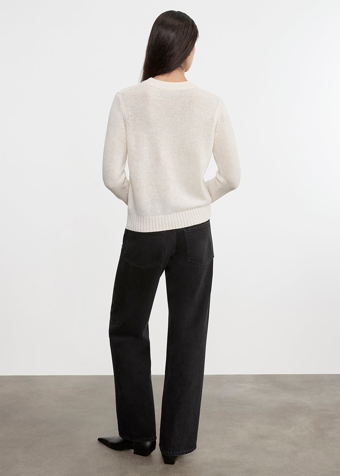 Cashmere Easy L/S Crew | Chalk