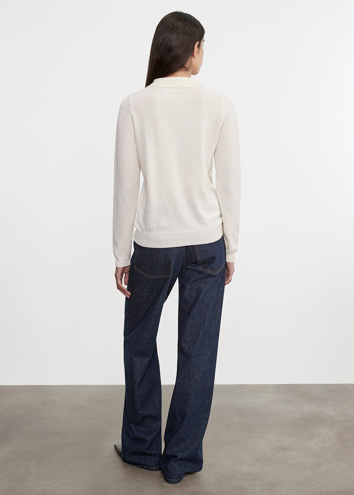 Knit Cashmere Polo Sweater | Chalk