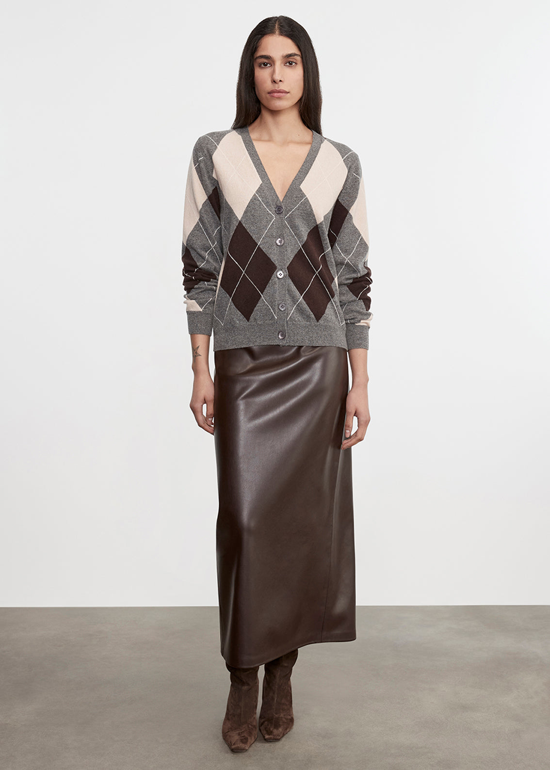 Knit Cashmere Argyle Cardigan | Argyle