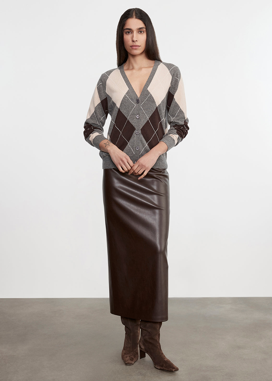 Knit Cashmere Argyle Cardigan | Argyle