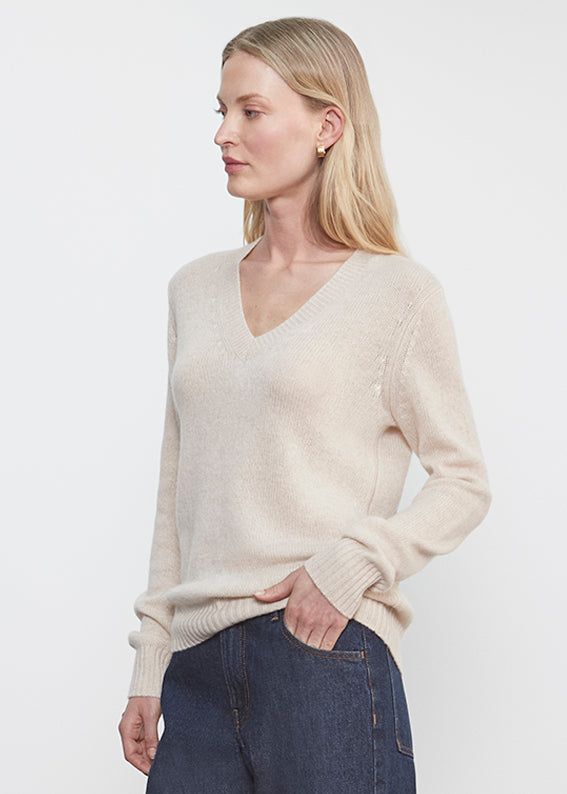 Cashmere V-Neck | Alabaster