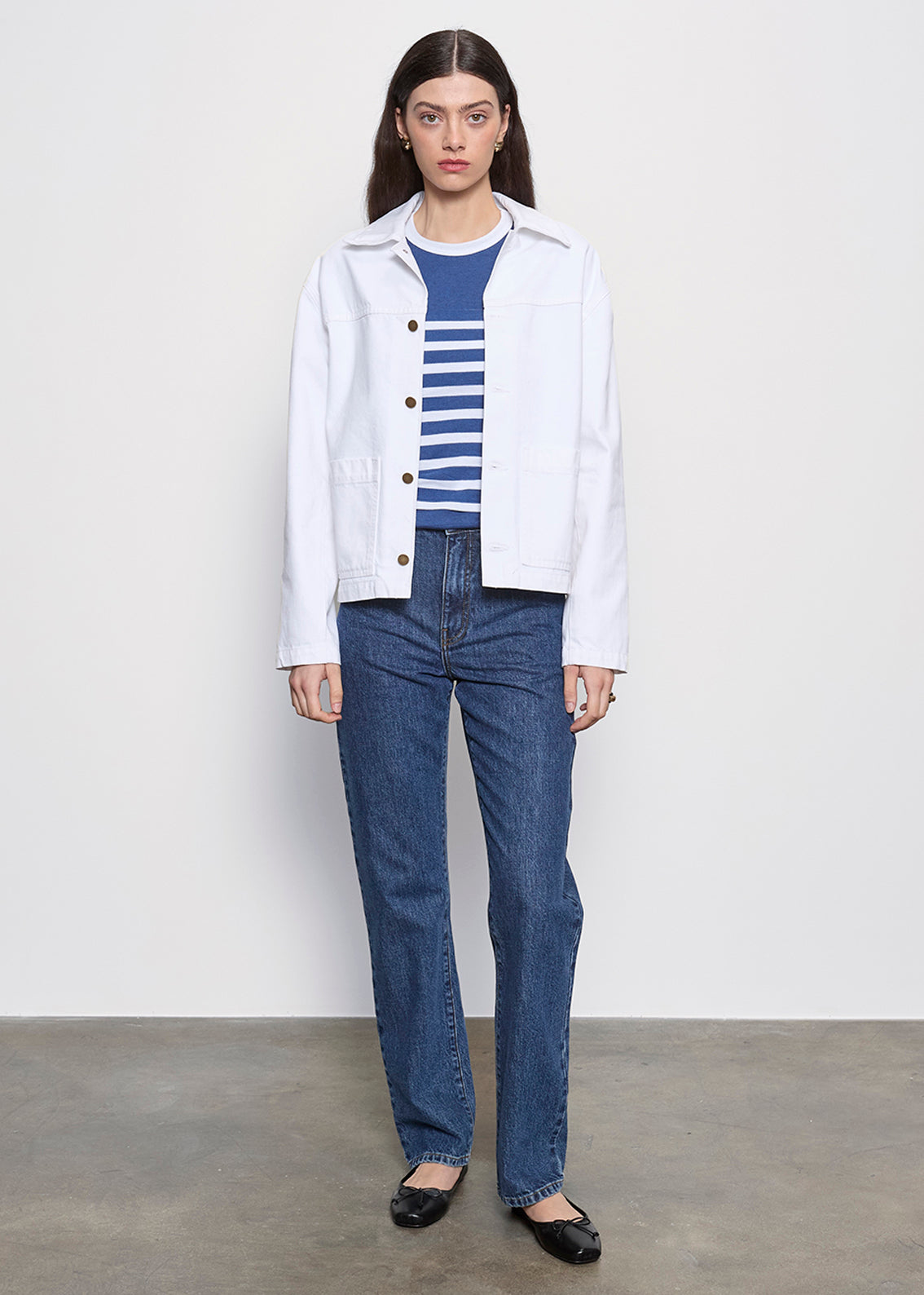 Cotton Classic Ringer Tee | Ink Blue/White