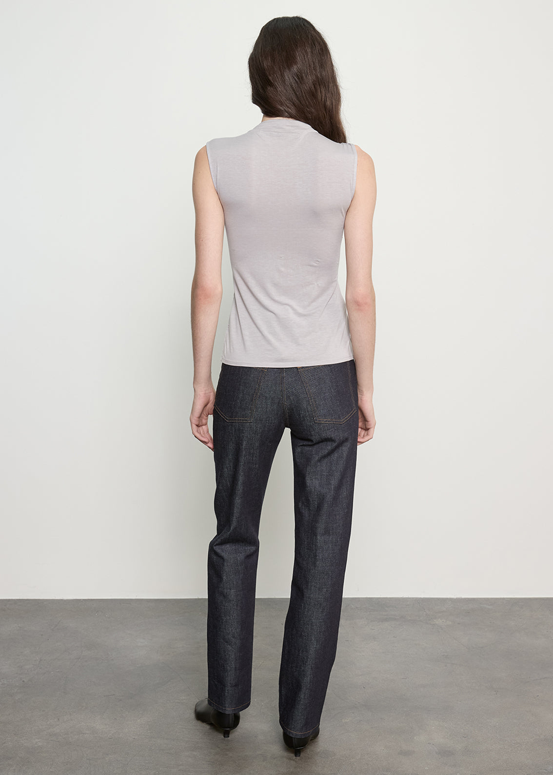 Fluid Jersey Sleeveless Twist Top | Light Grey