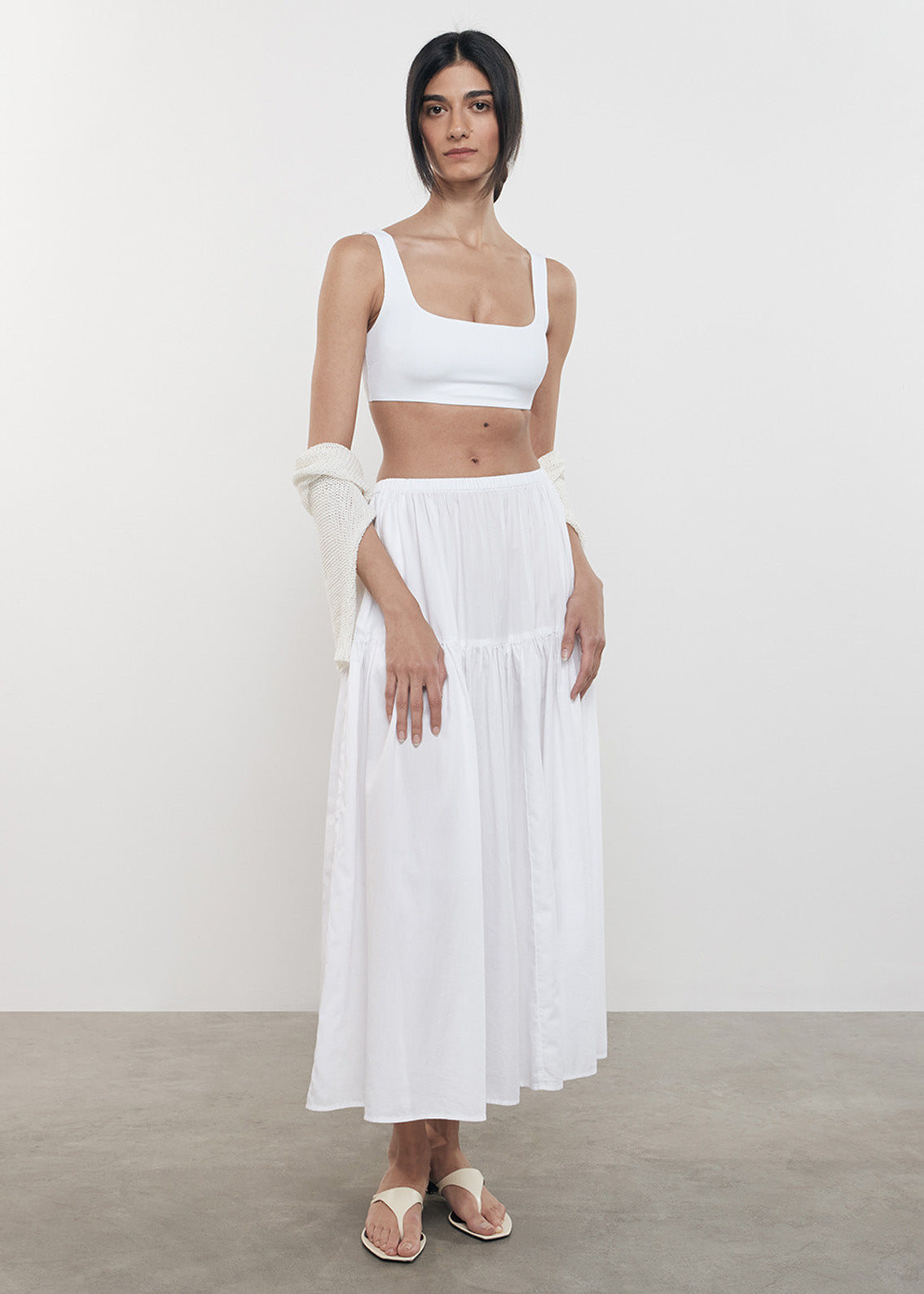 tiered maxi skirt - white
