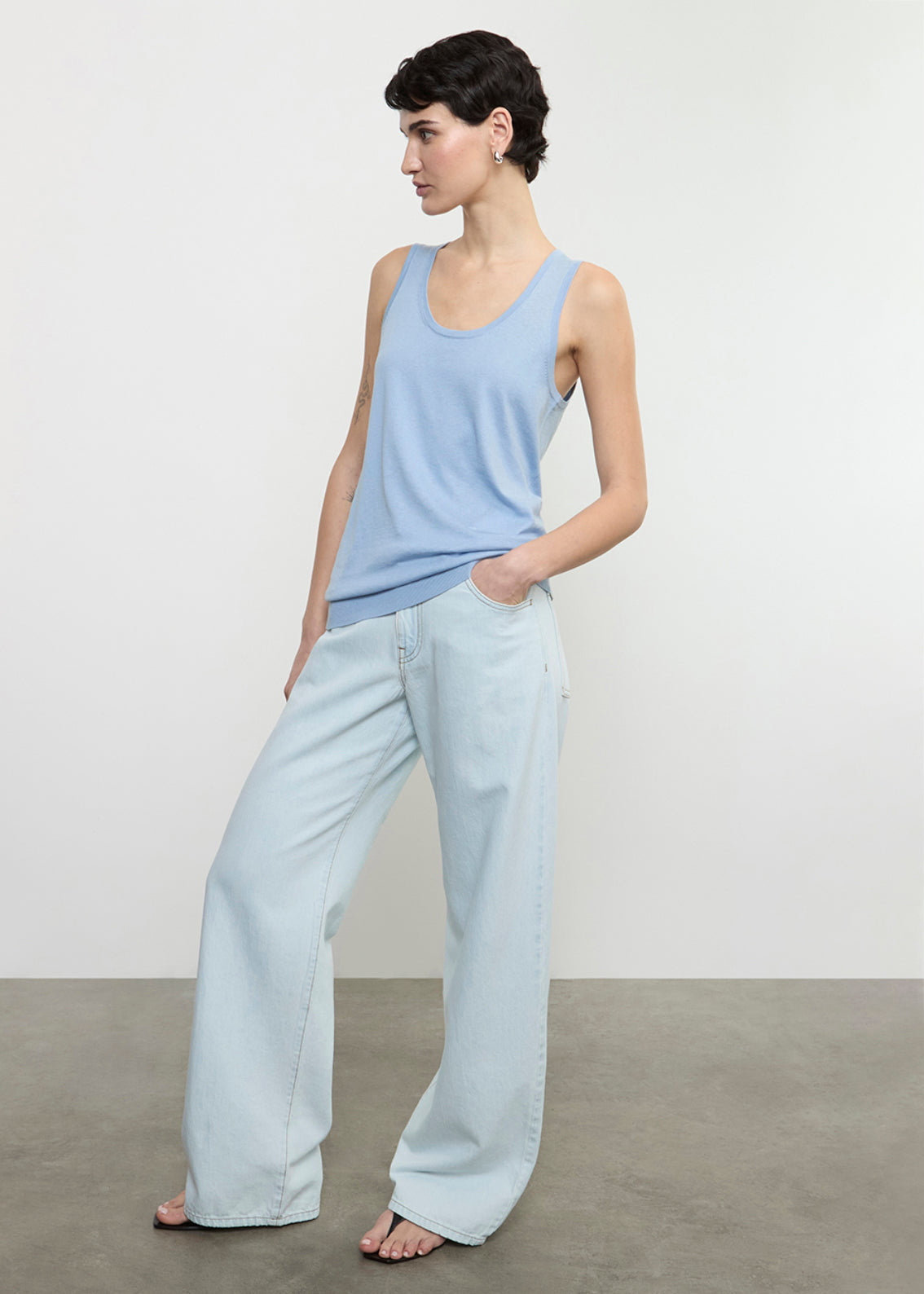 Silk Knit Tank | Sky