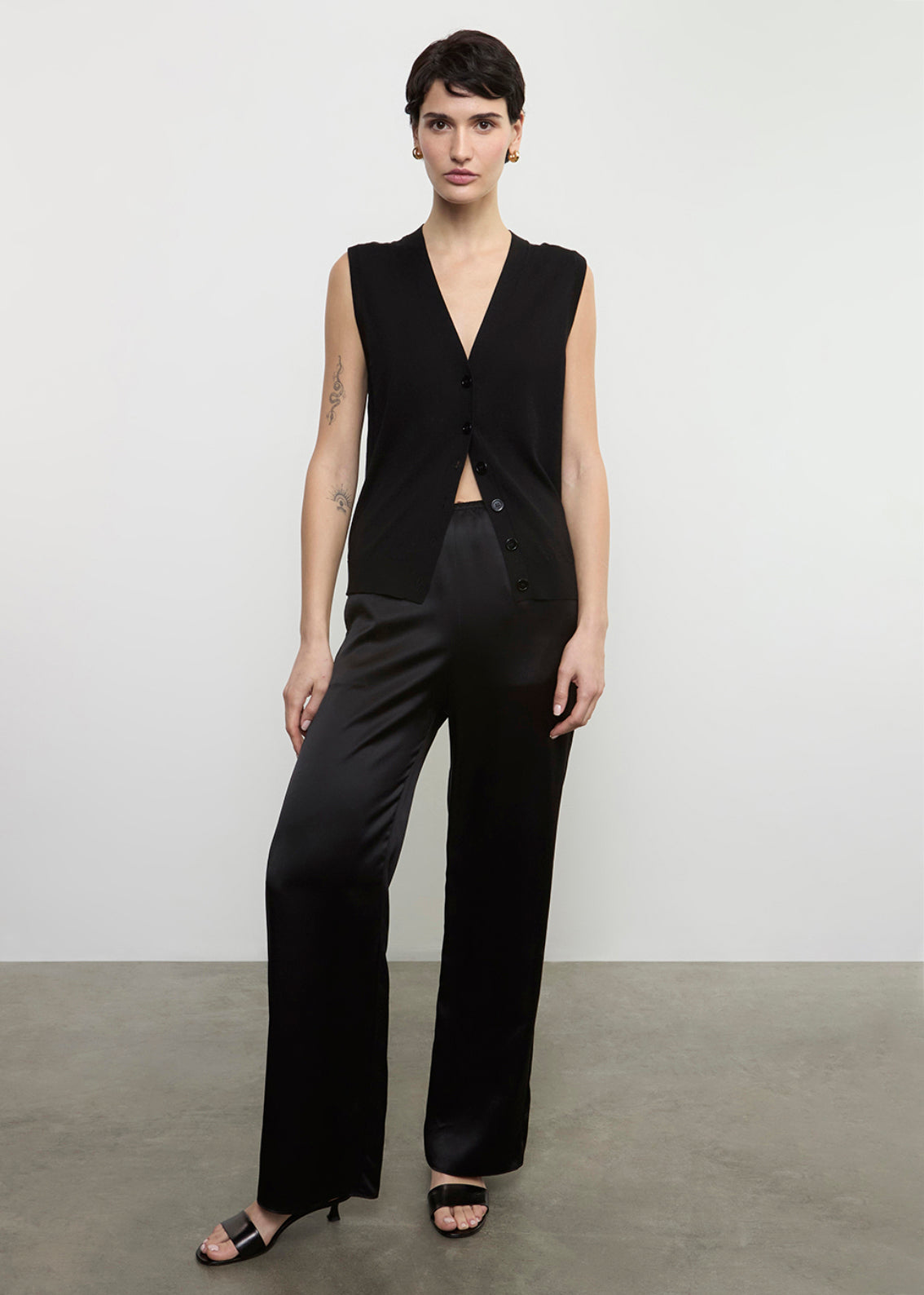 Silk Knit Vest | Black