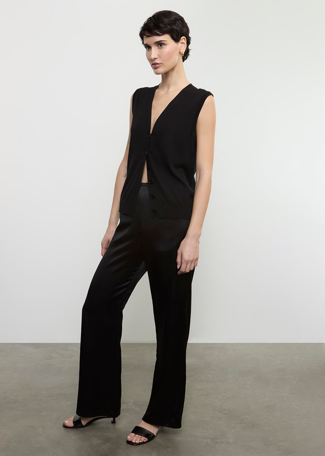 Silk Knit Vest | Black