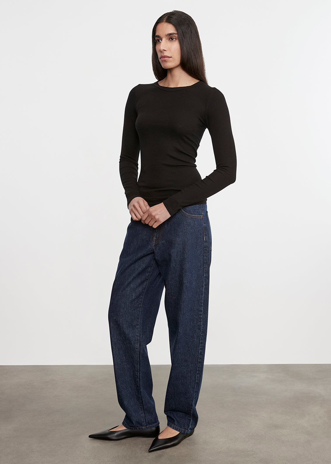 Silk Rib L/S Crew | Black