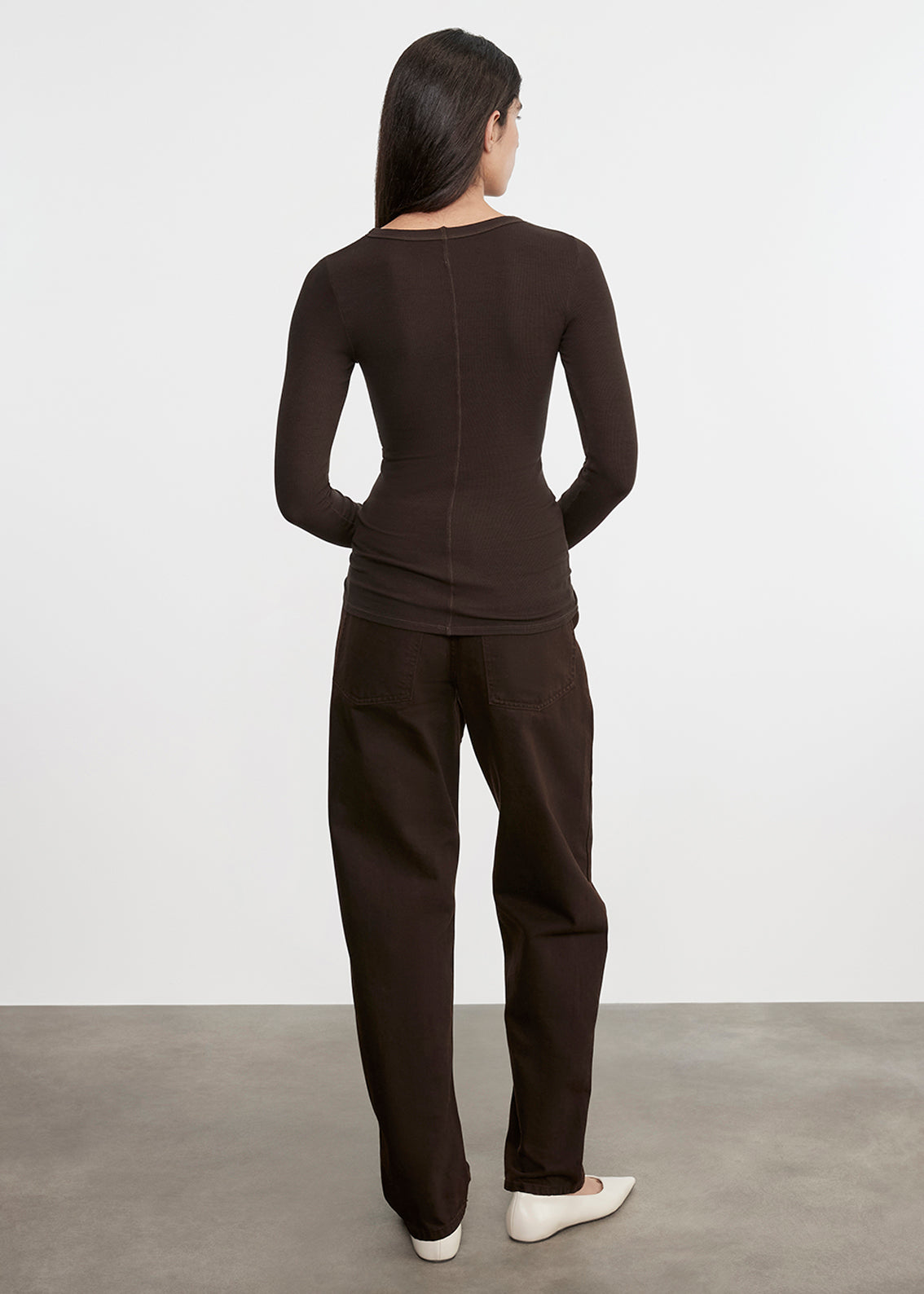 Silk Rib L/S Crew | Coffee Bean