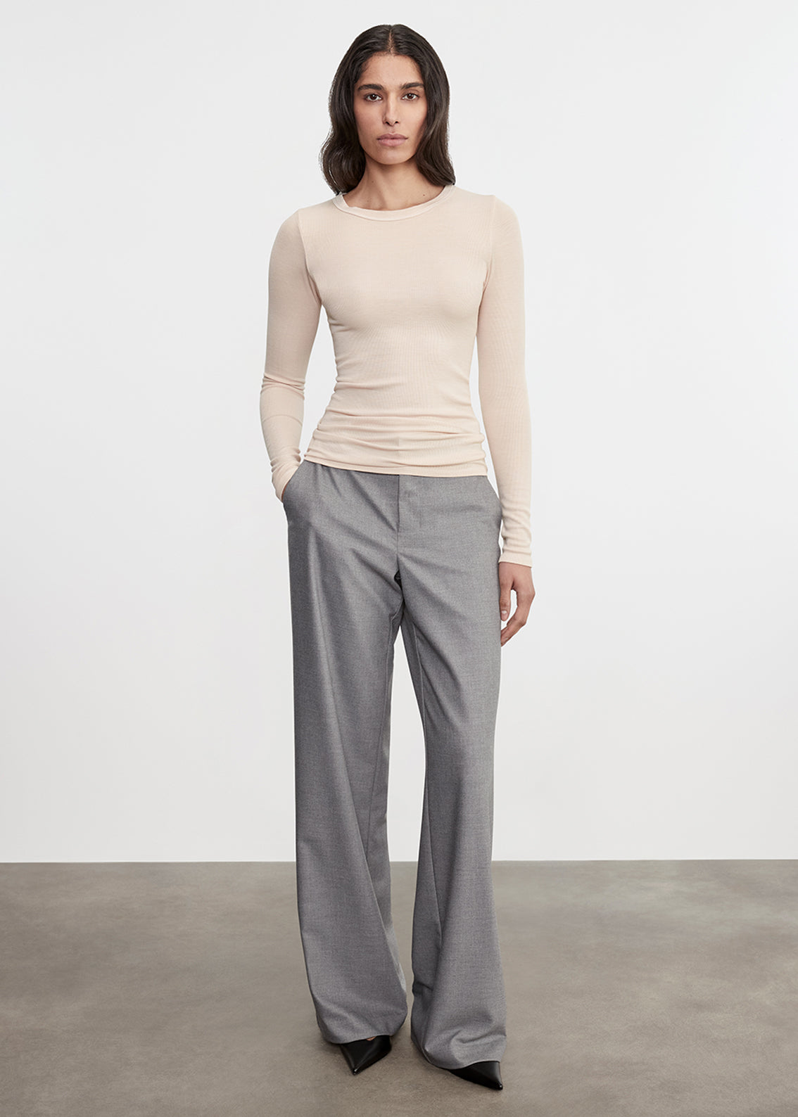Silk Rib L/S Crew | Fawn