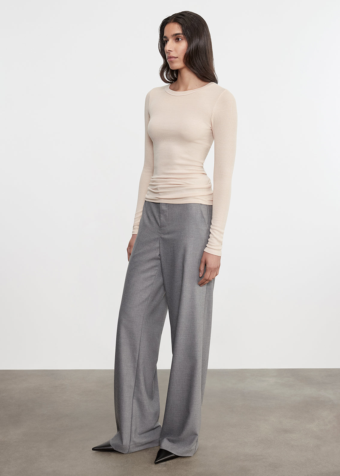 Silk Rib L/S Crew | Fawn