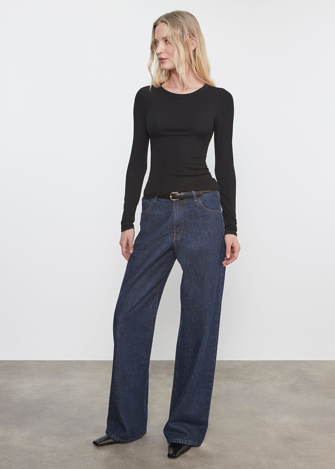Silk Rib Essential Crew | Black