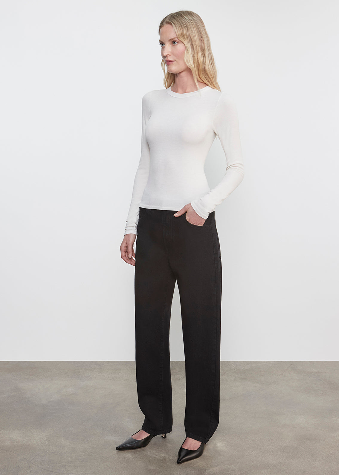 Silk Rib Essential Crew | Chalk