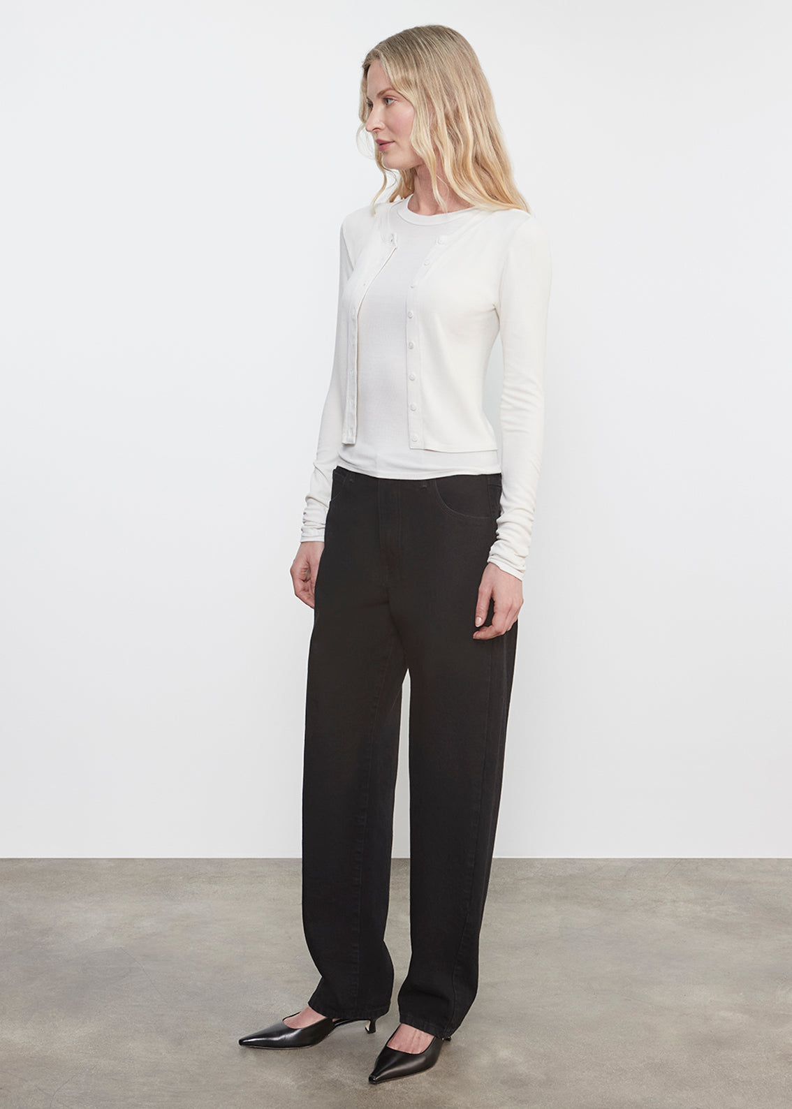 Silk Rib Essential Cardigan | Chalk