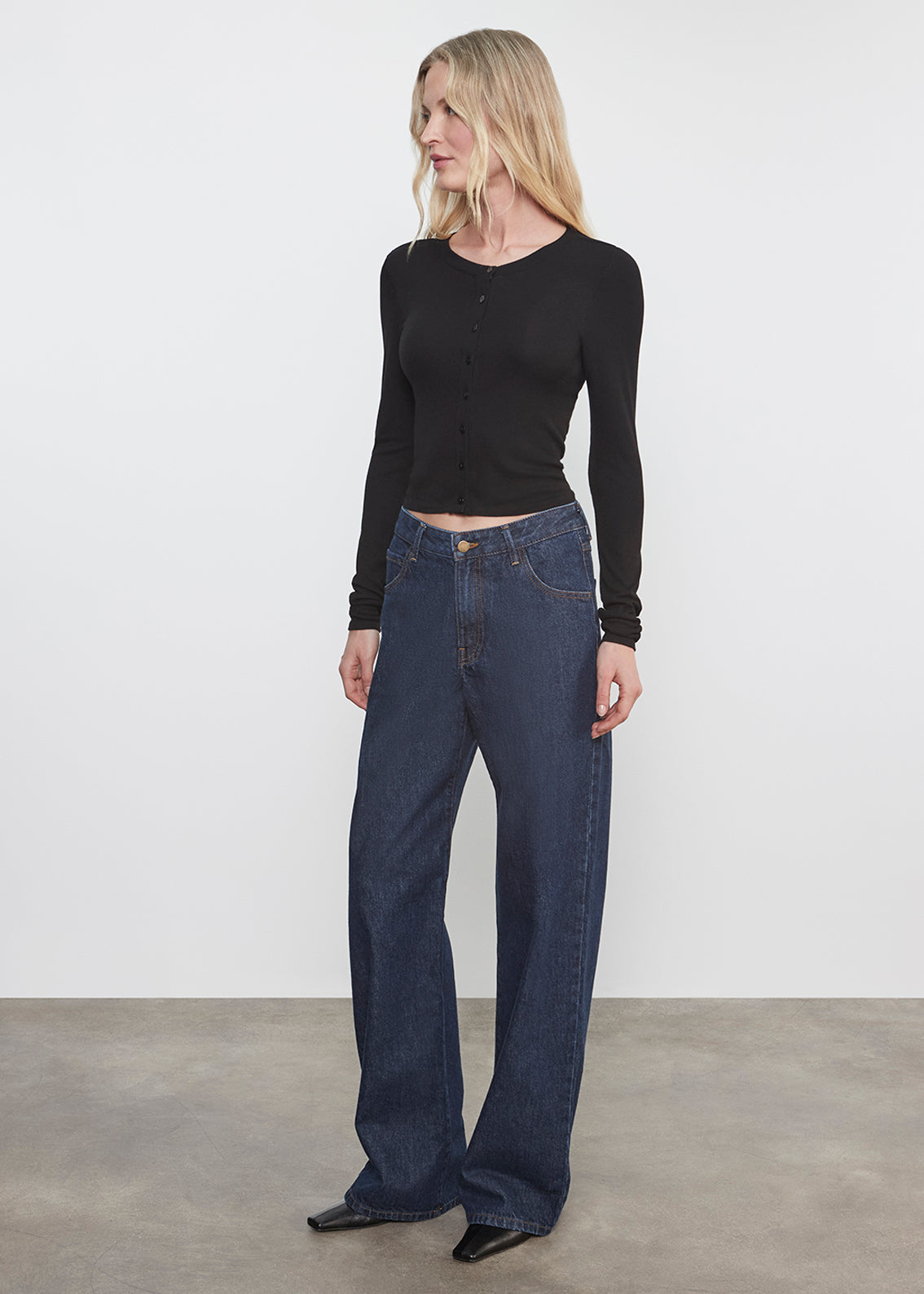 Silk Rib Essential Cardigan | Black