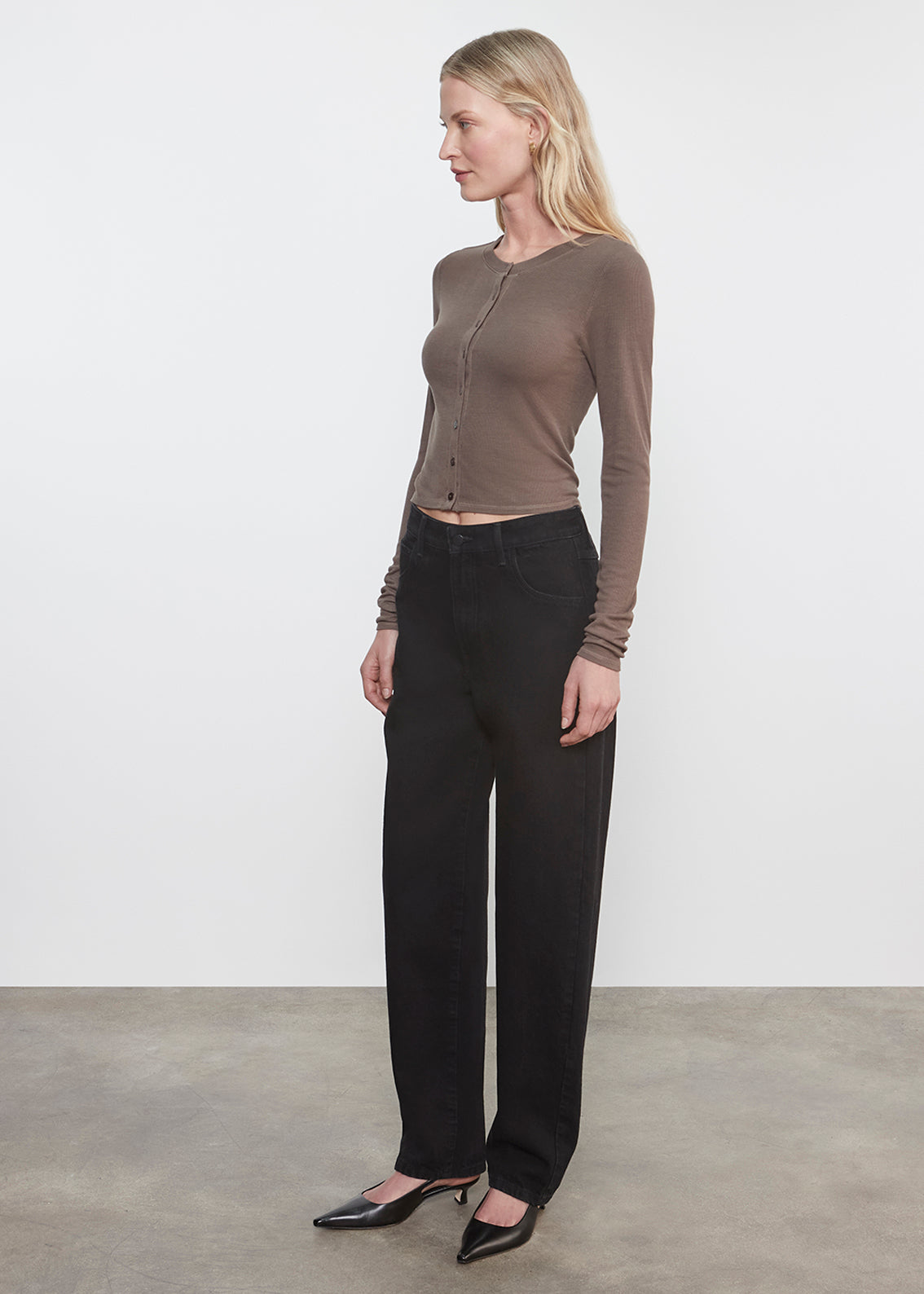 Silk Rib Essential Cardigan | Mushroom