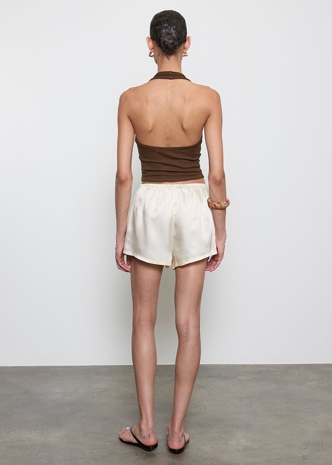 Silk Rib U Halter | Chocolate