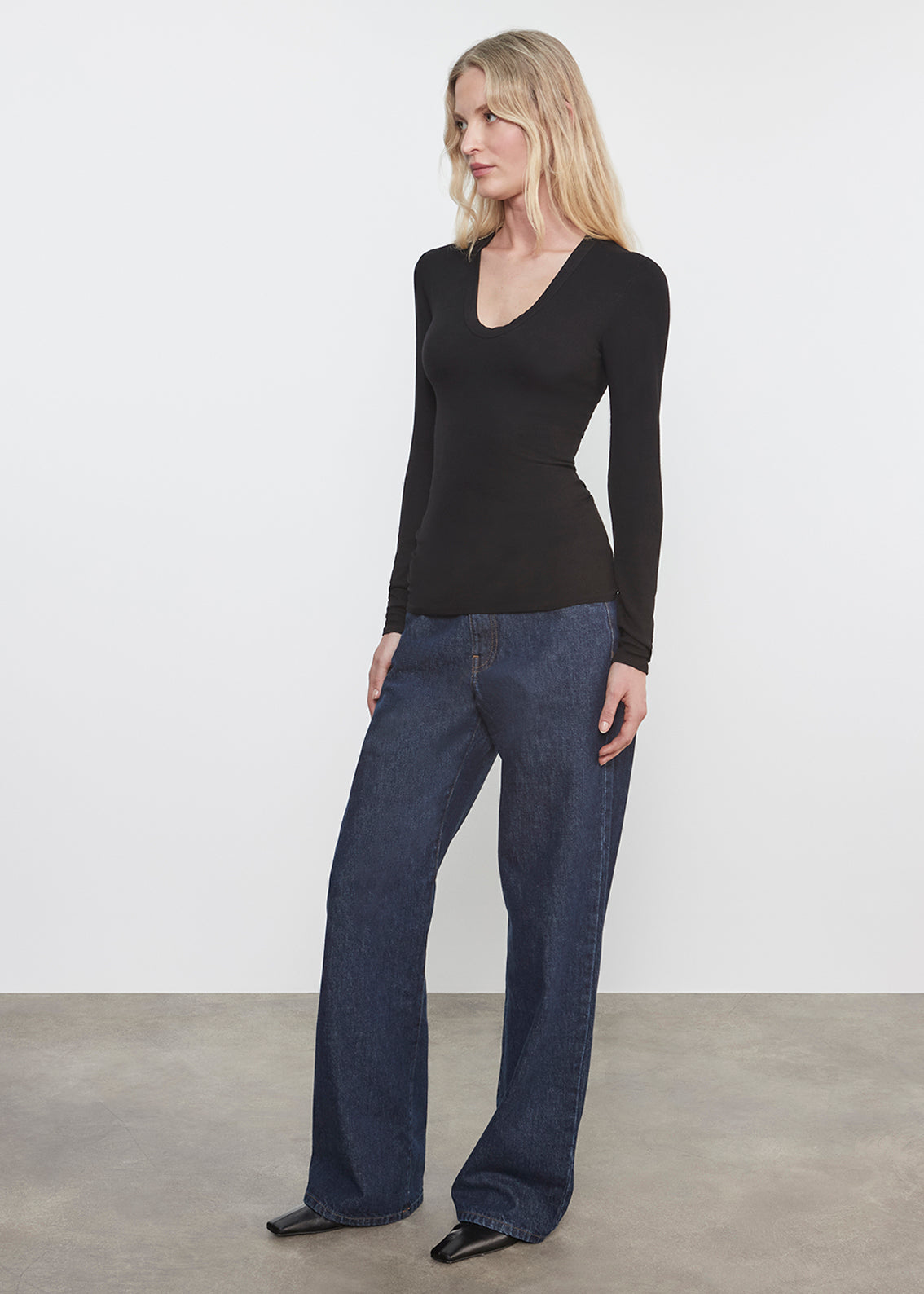 Silk Rib L/S U | Black