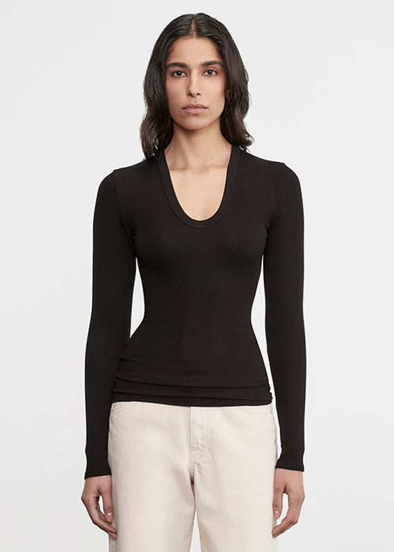 Silk Rib L/S U | Black