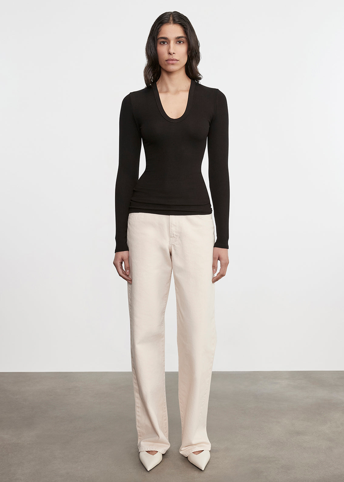Silk Rib L/S U | Black