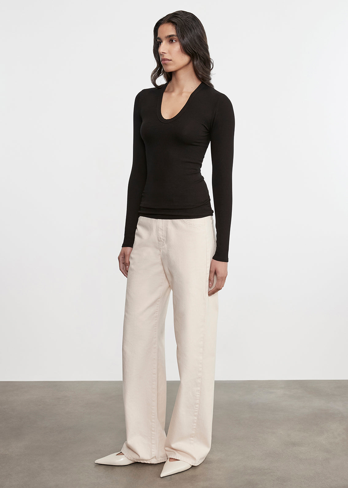 Silk Rib L/S U | Black