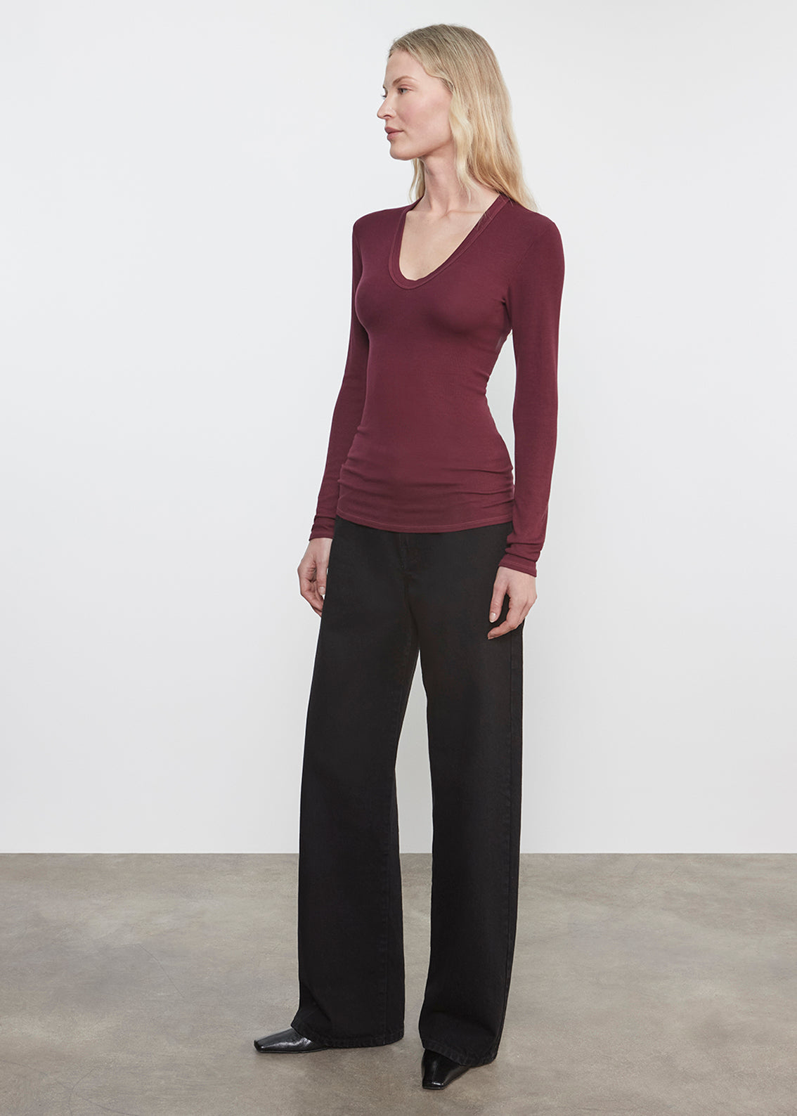 Silk RIb L/S U | Carmine