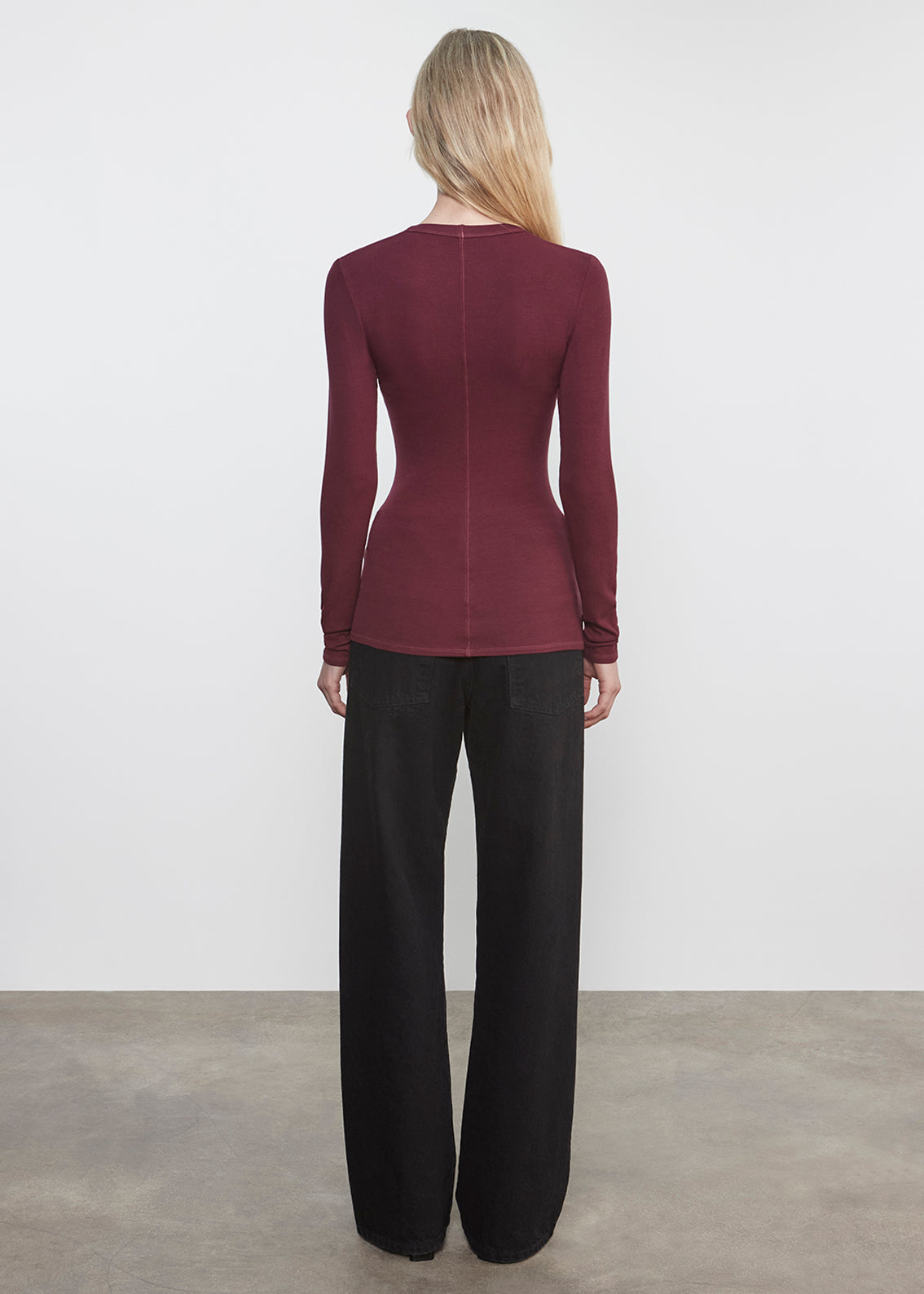 Silk RIb L/S U | Carmine