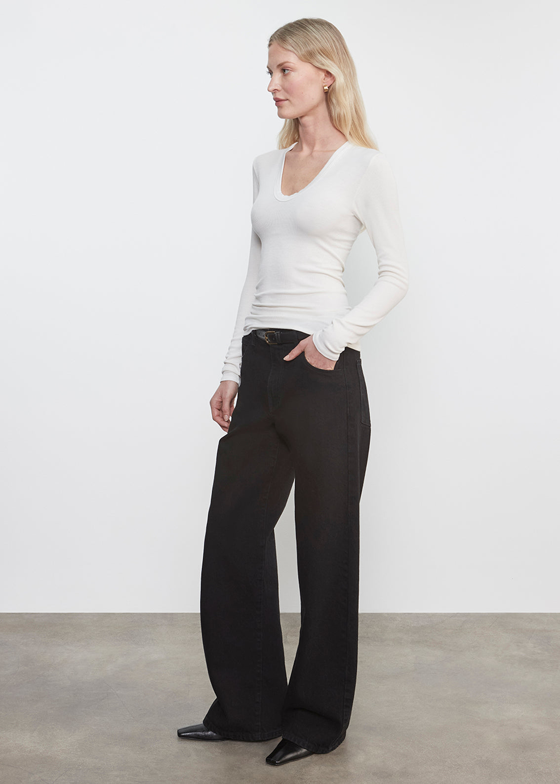 Silk Rib L/S U | Chalk