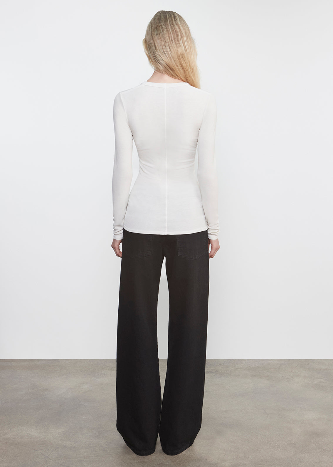 Silk Rib L/S U | Chalk