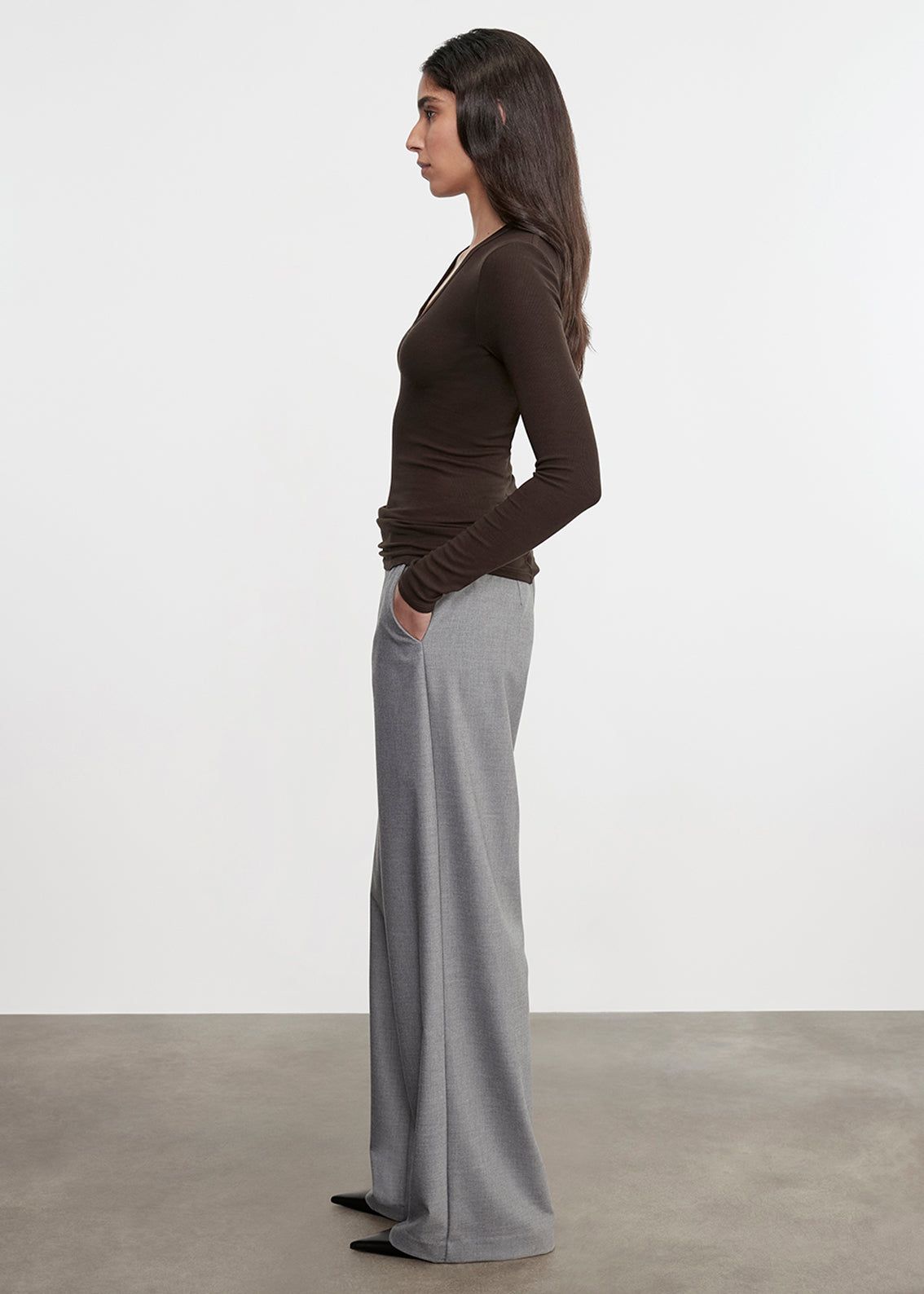 Silk Rib L/S U | Coffee Bean
