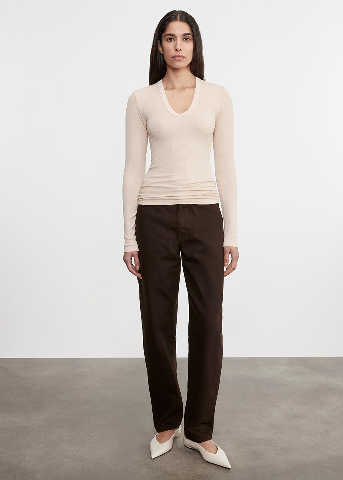 Silk Rib L/S U | Fawn