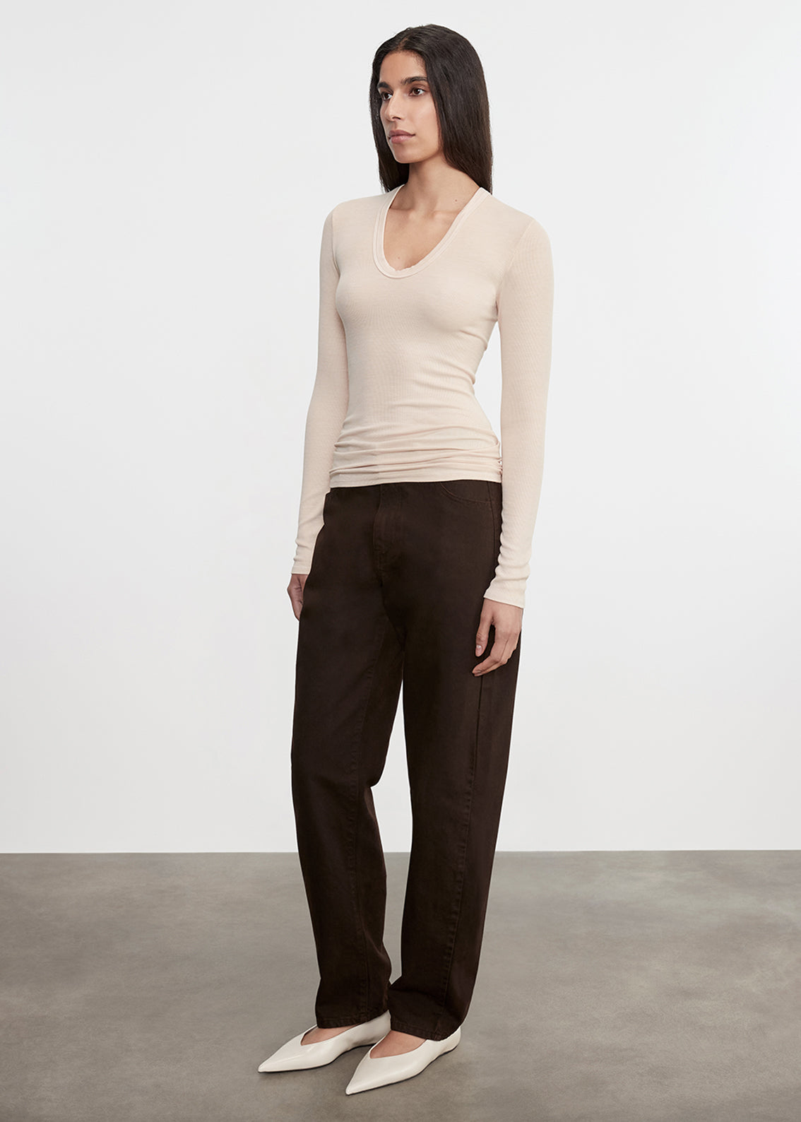 Silk Rib L/S U | Fawn