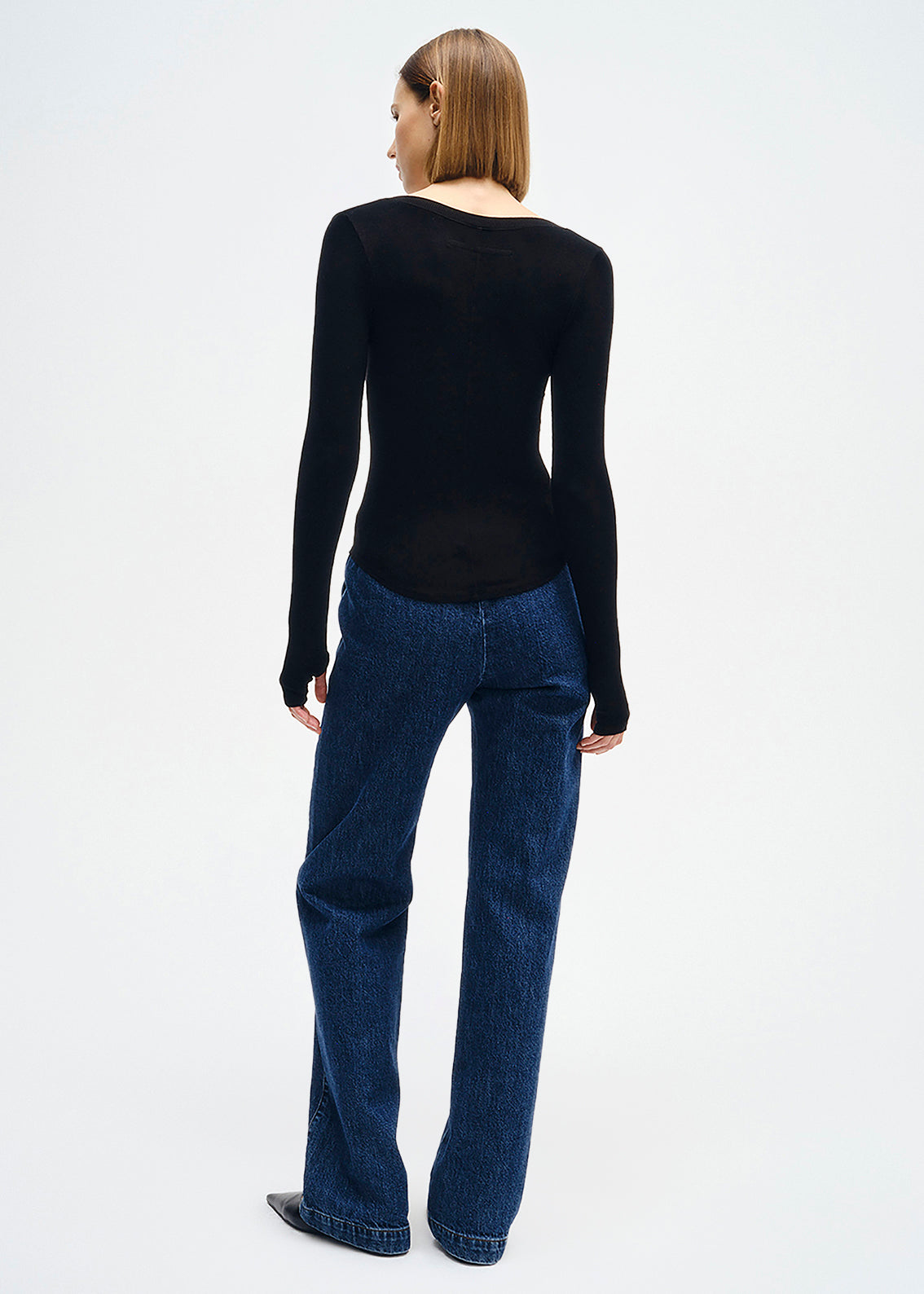 Silk Rib L/S Baseball Henley | Black