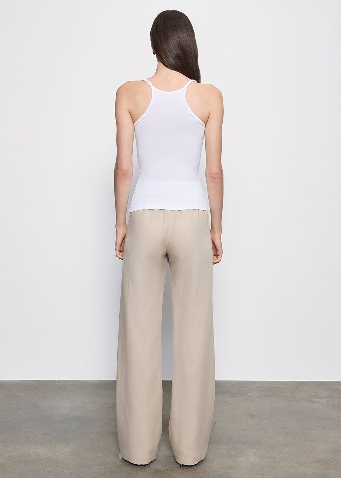 Silk Rib U Tank | White