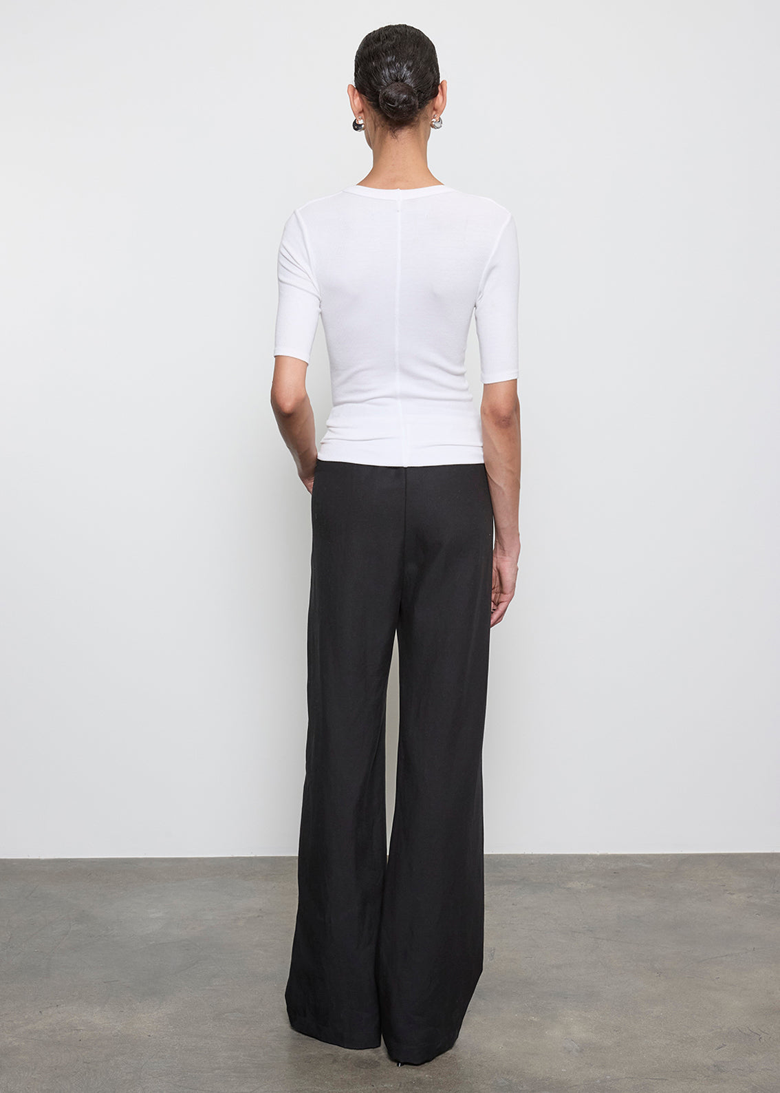 Silk Rib Half Sleeve U | White