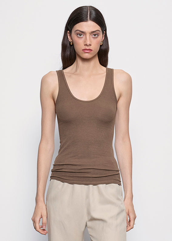 Silk Rib Tank | Shiitake – Enza Costa