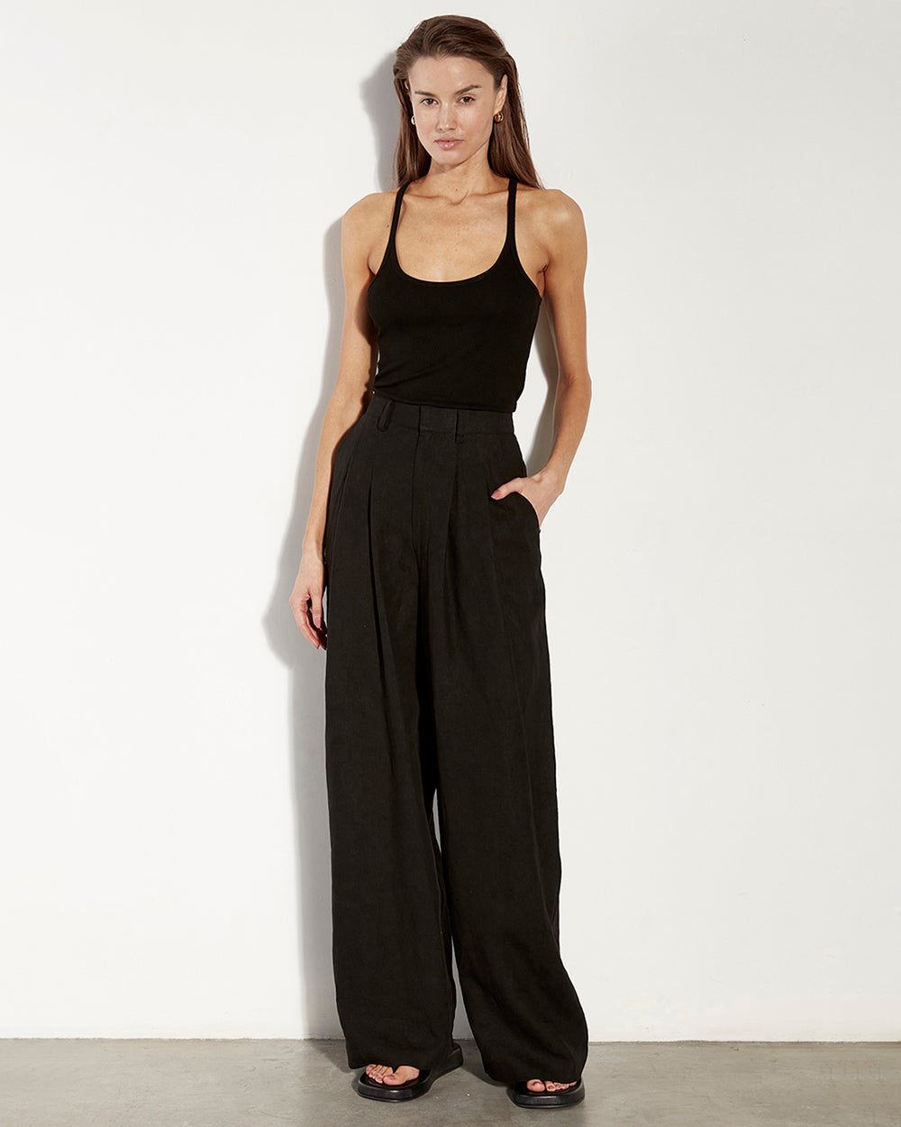 Silk knit u tank - Black