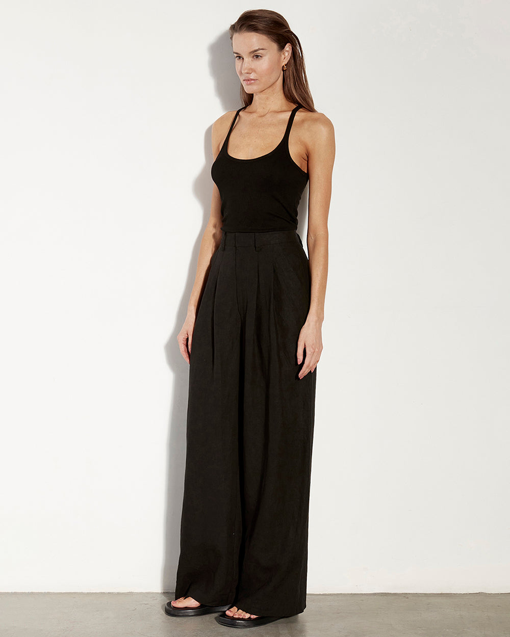 Silk knit u tank - Black