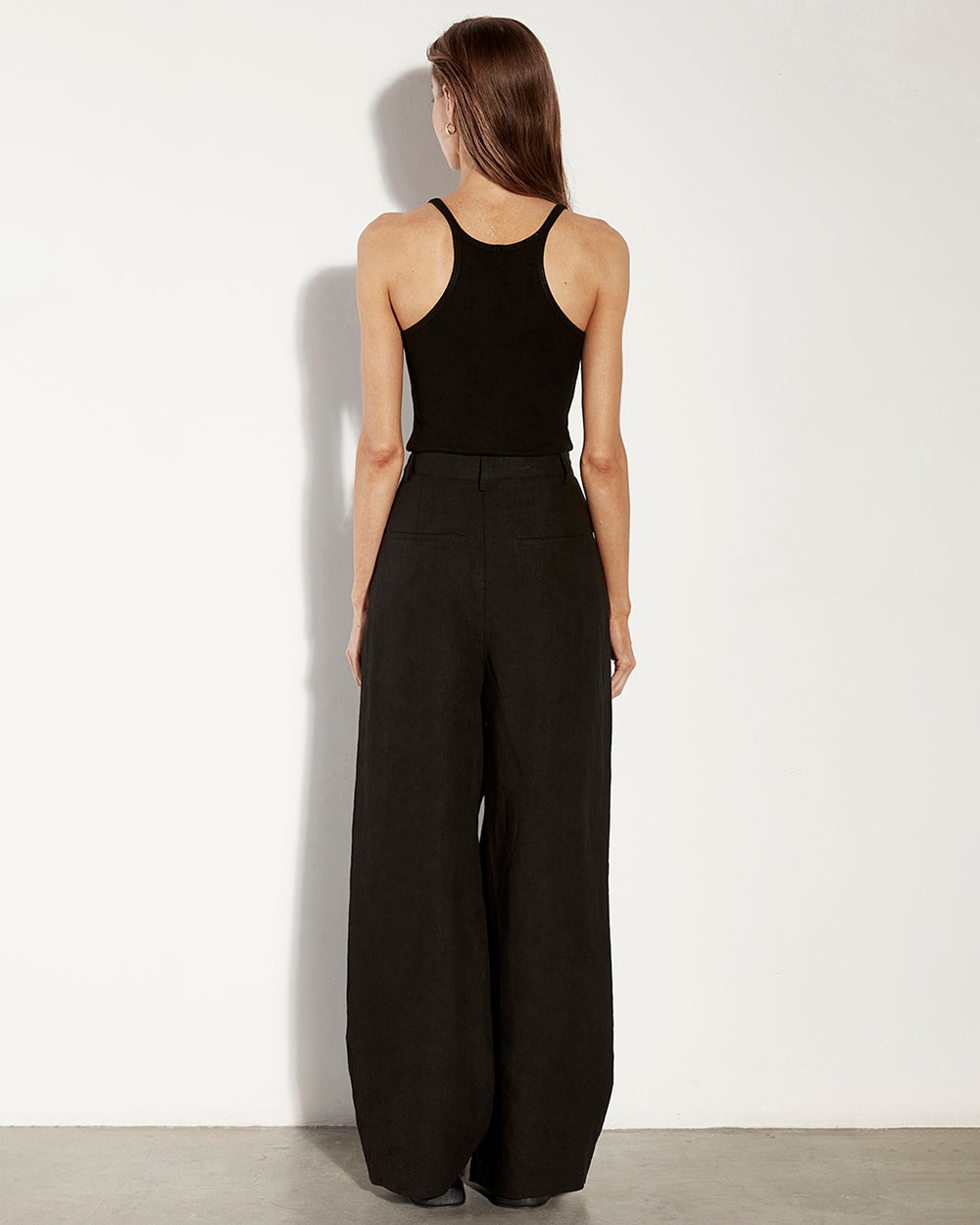 Silk knit u tank - Black