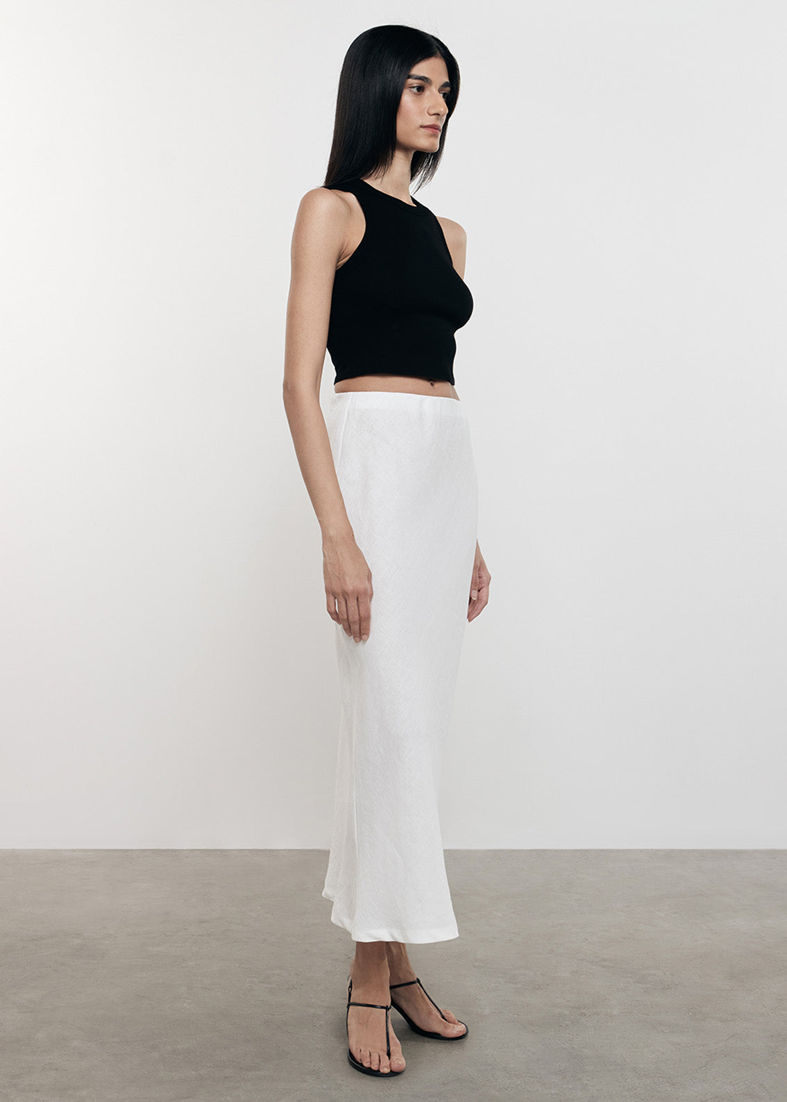 Silk Rib Cropped Tank | Black