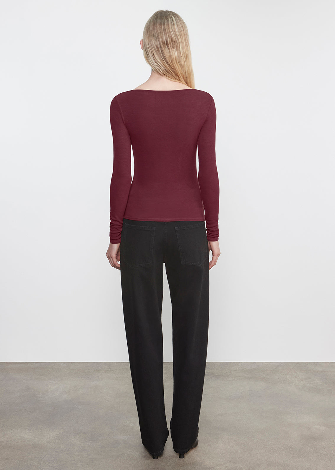 Silk Rib Boatneck | Carmine