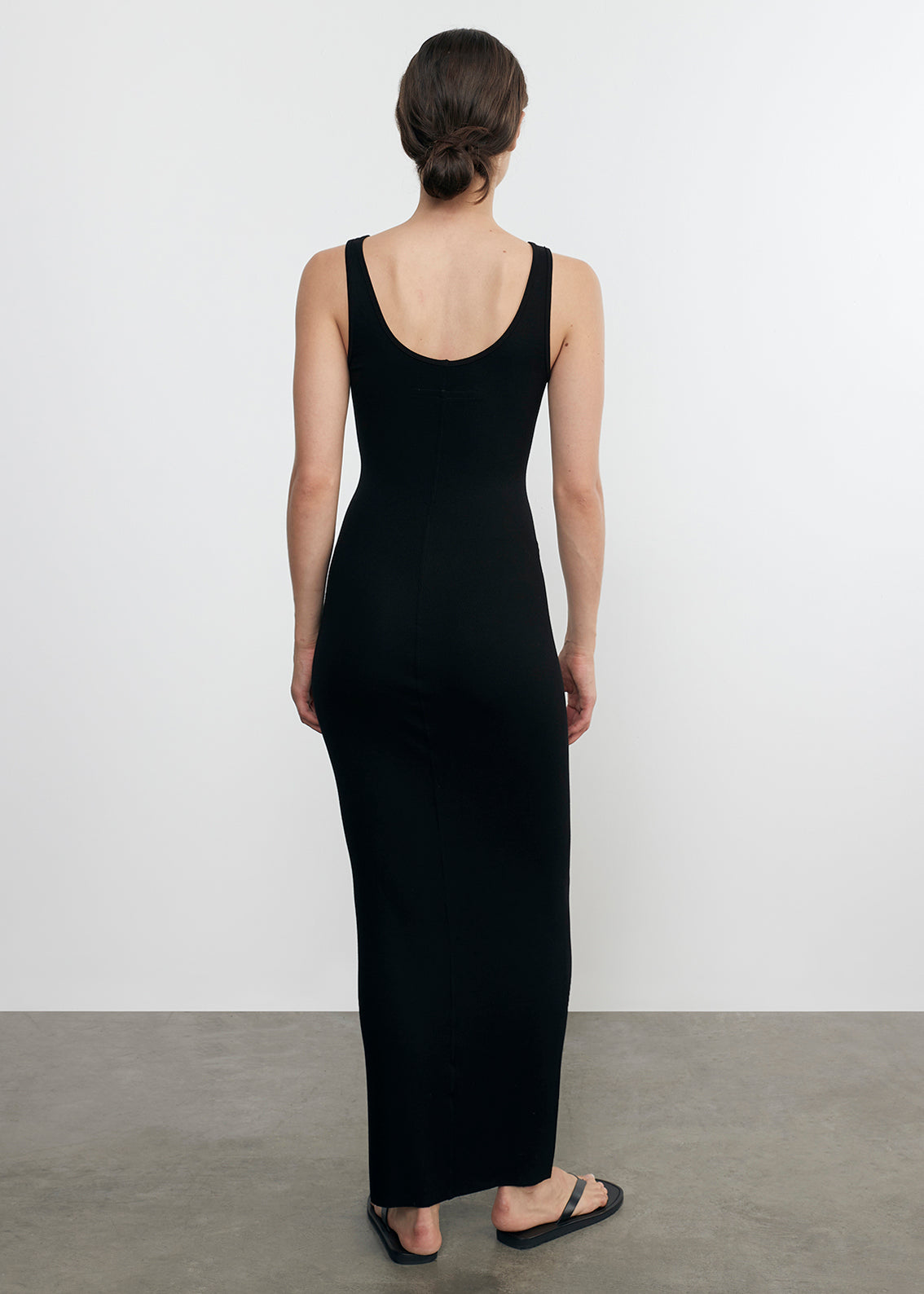 Silk Rib Maxi Dress | Black