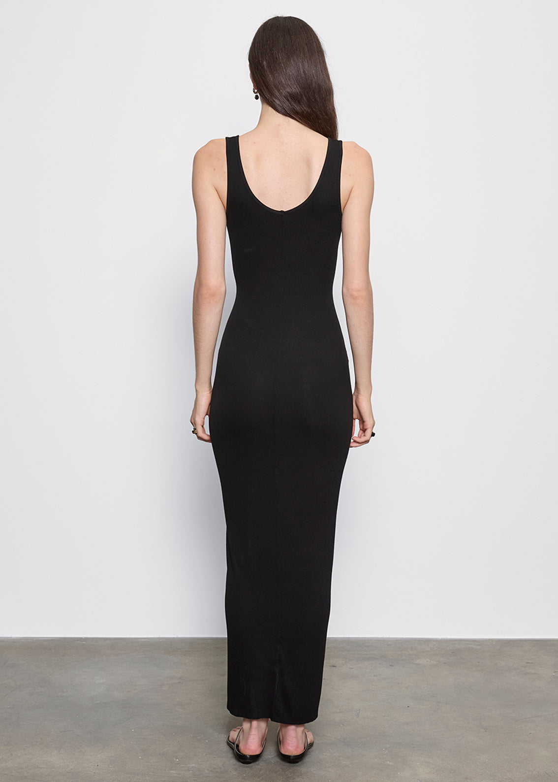 Silk Rib Maxi Dress | Black