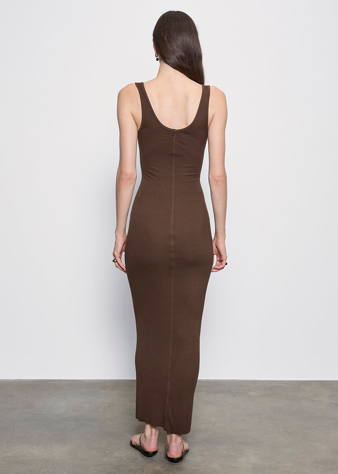 Silk Rib Maxi Dress | Chocolate