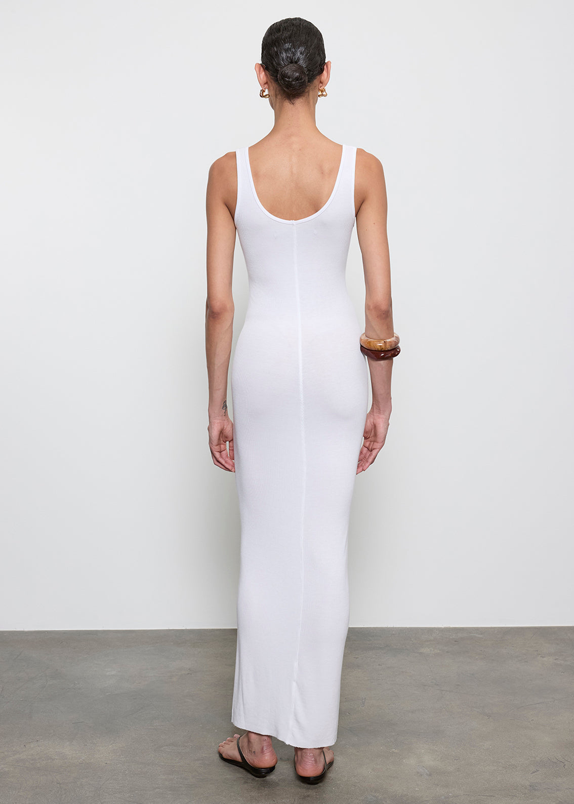 Silk Rib Maxi Dress | White