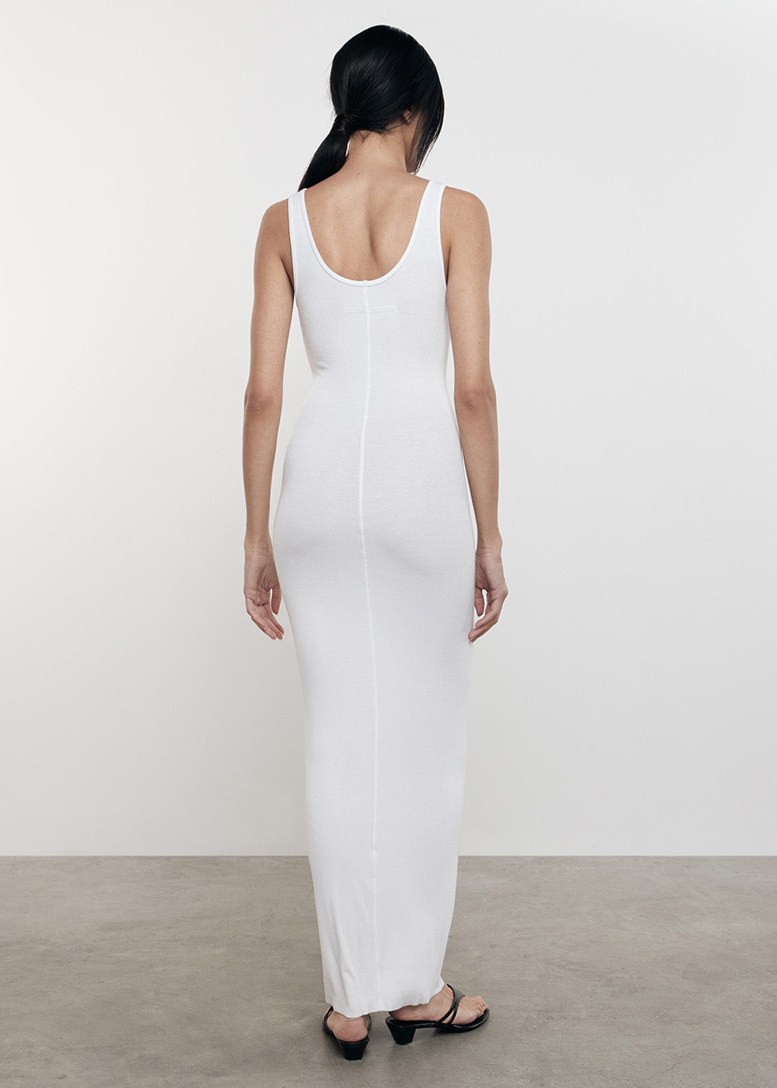 Silk Rib Maxi Dress | White