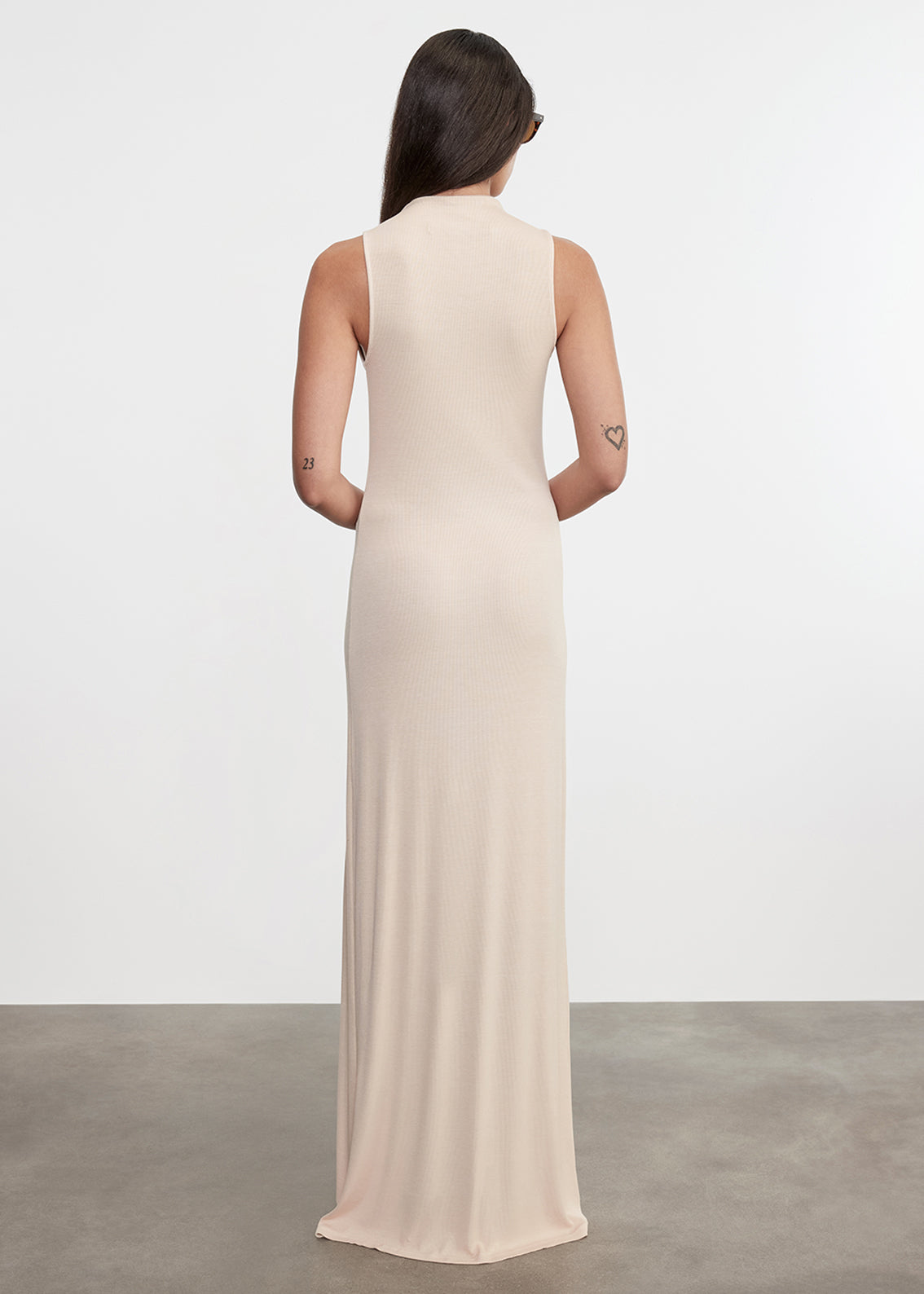 Silk Rib Mockneck Fluid Dress | Fawn